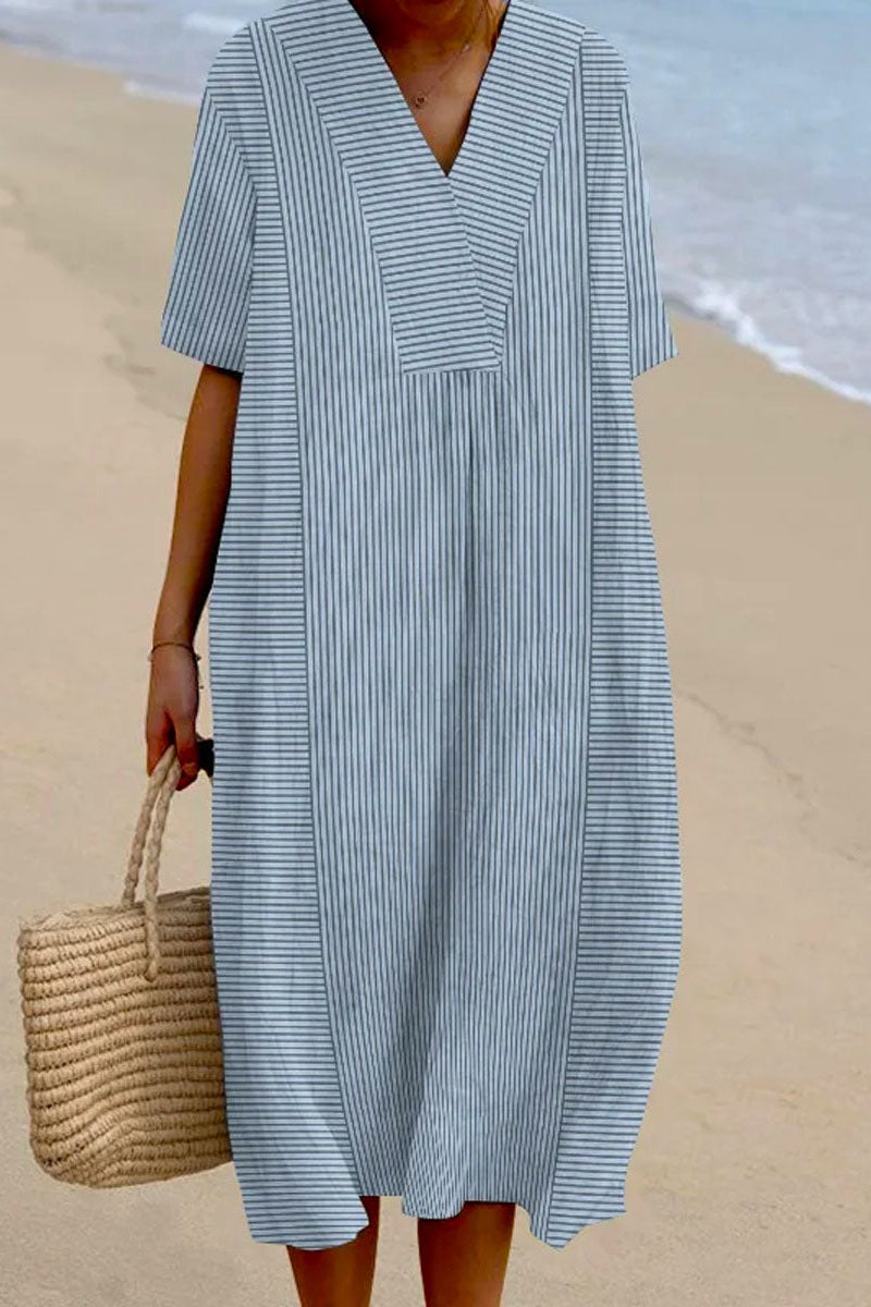 Flowy Dress with Women's Geometric Line Art Print