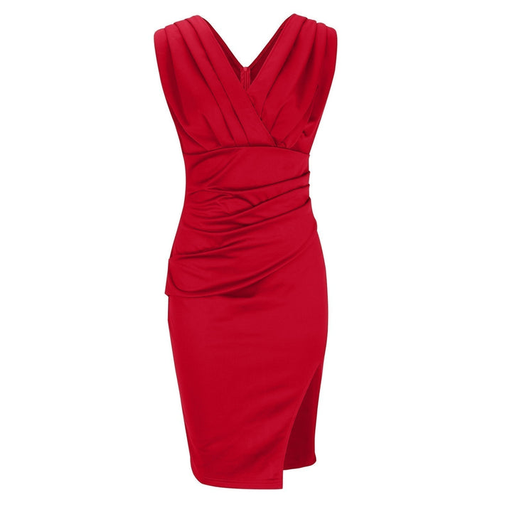 BRENDA | Fitted Dress with V-Neck and Split