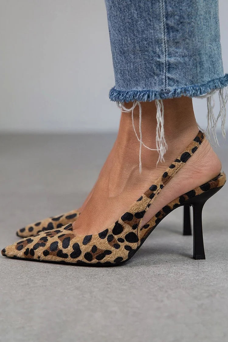 Lea | Stylish Leopard Print Slingback Heels