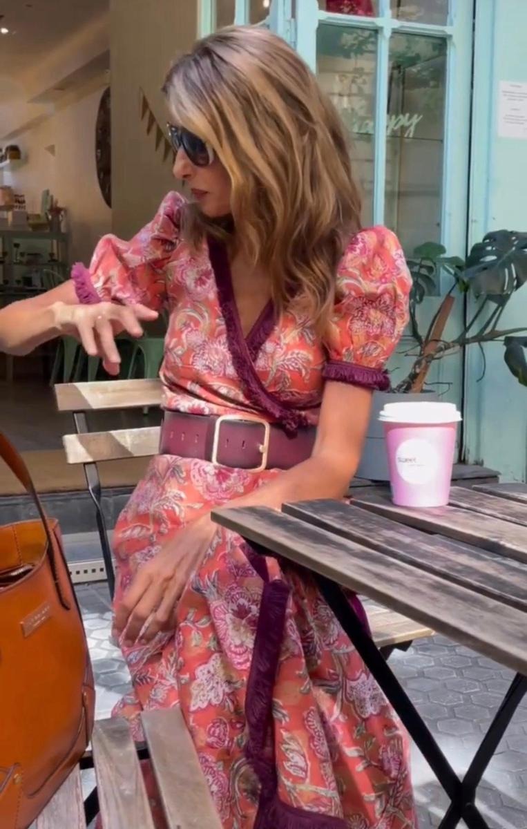 Vivi - Asymmetrical Skirt Long Dress with Short Puffed Sleeves