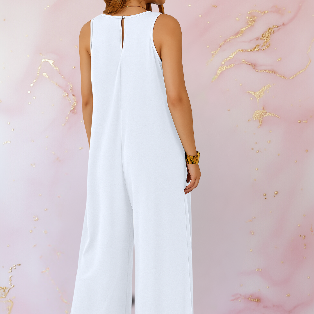 Cassie | Relaxed V-Neck Jumpsuit with Flared Legs