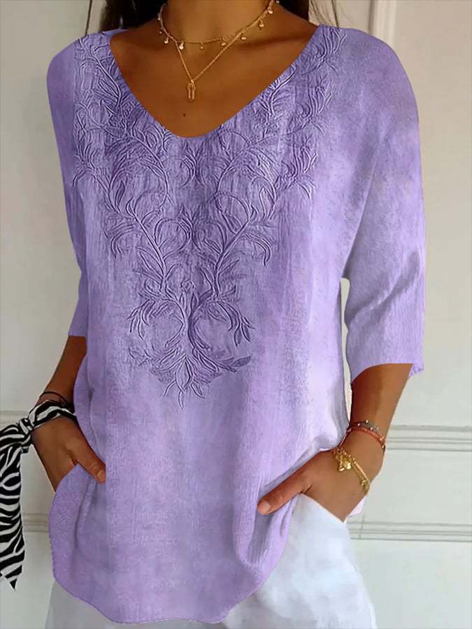 Thalia | Vintage Relaxed Print Blouse