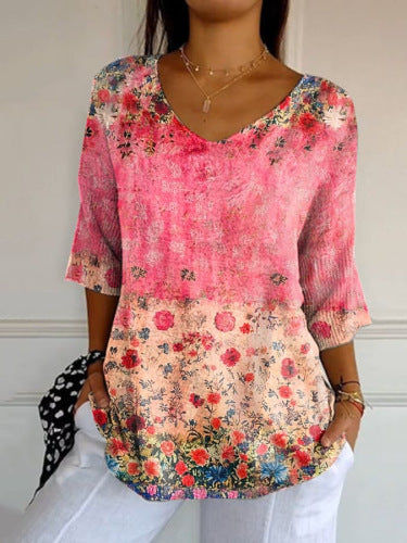 Rhea | Vintage Relaxed Print Blouse