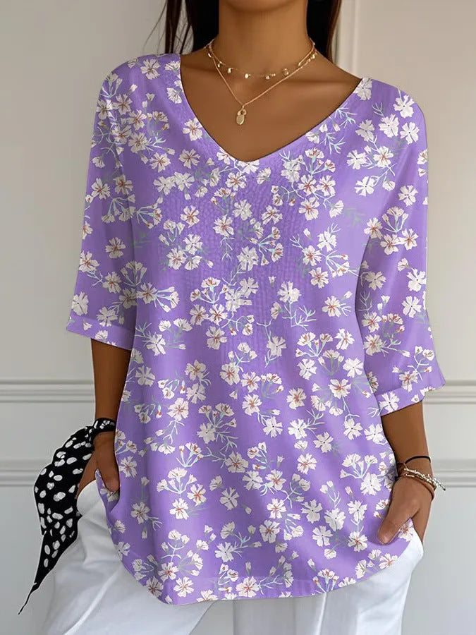 Lilac | Vintage Relaxed Print Blouse