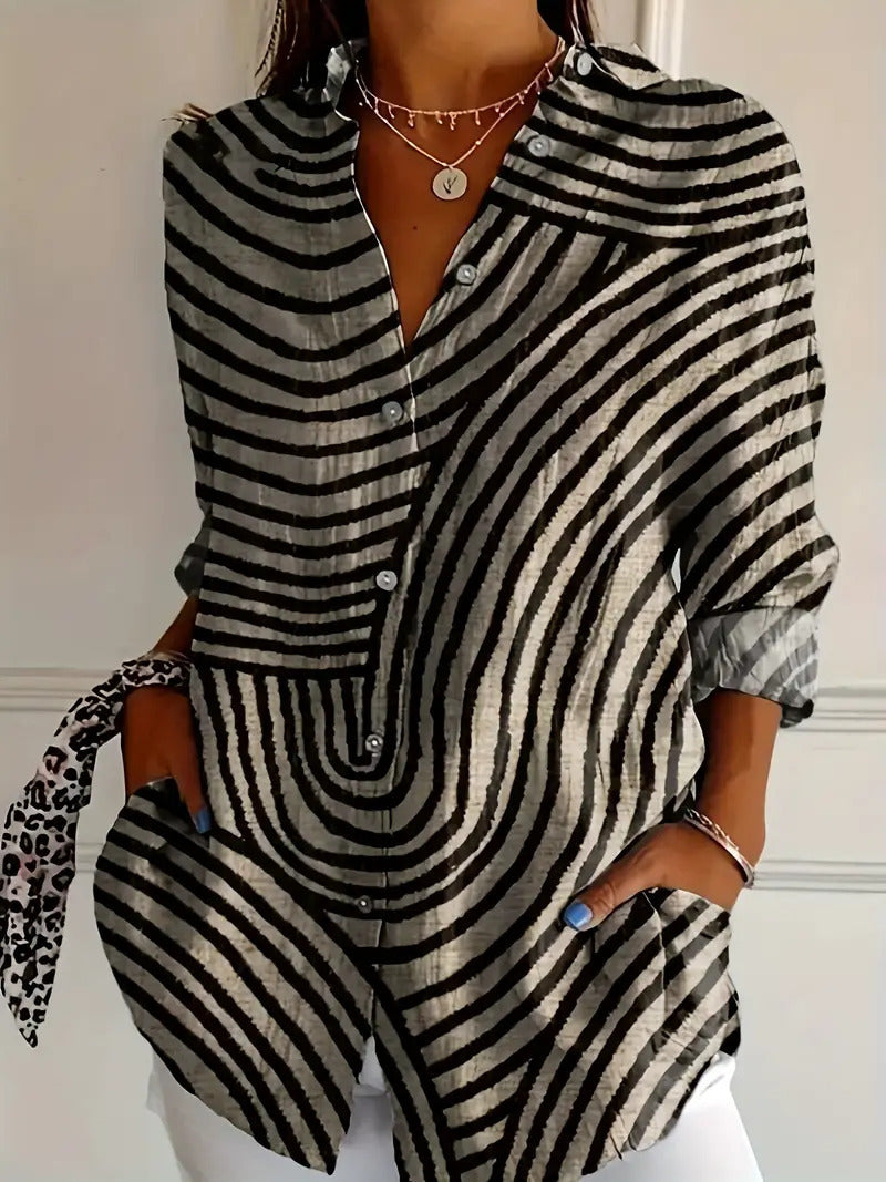 Zira - Vintage Blouse with Abstract Print