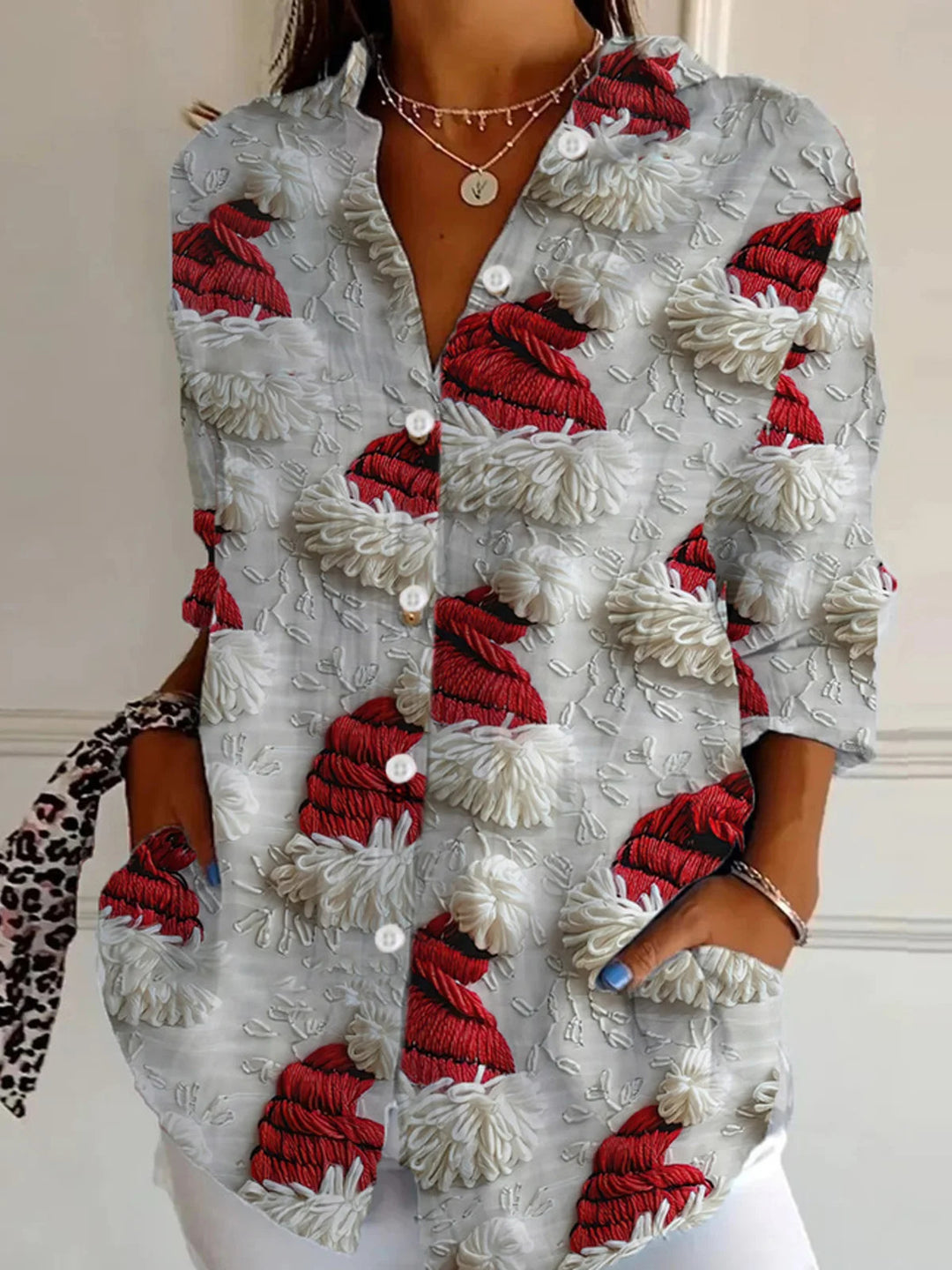 Elsa - Vintage Blouse with Abstract Print