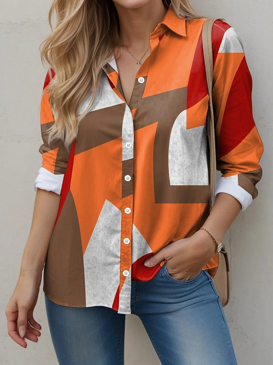 Vina - Vintage Blouse with Abstract Print
