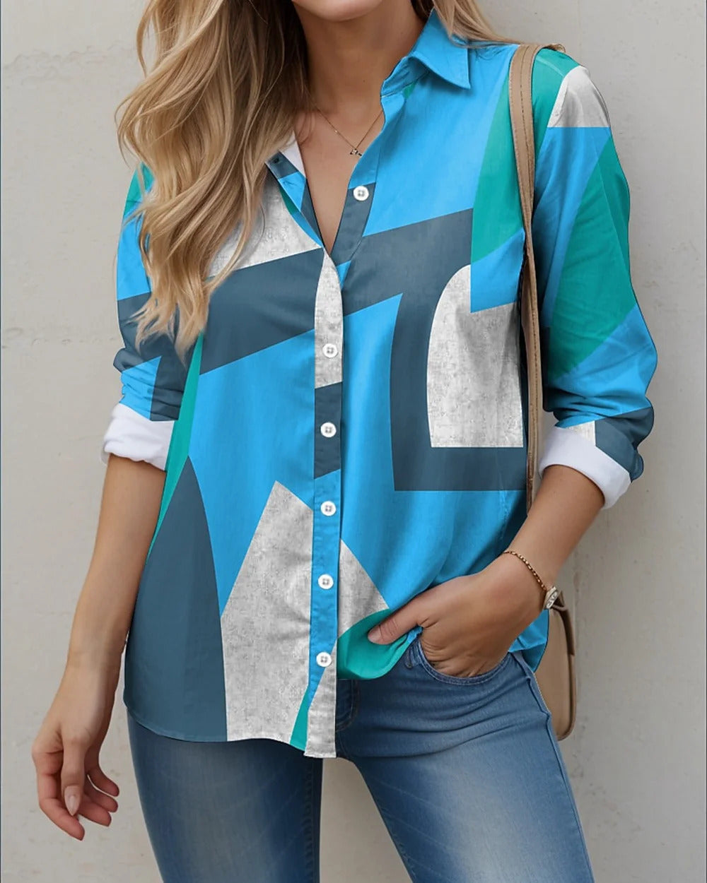 Zina - Vintage Blouse with Abstract Print