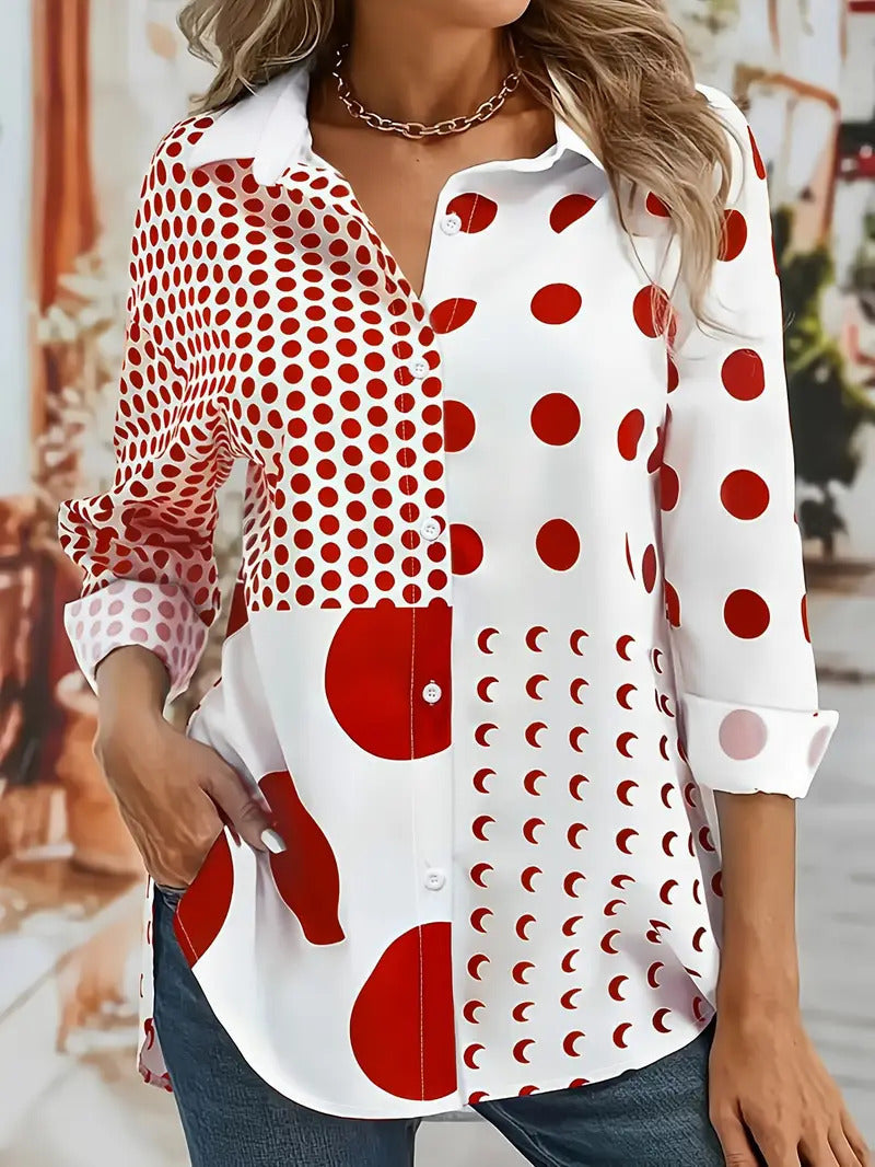 Lida - Vintage Blouse with Abstract Print