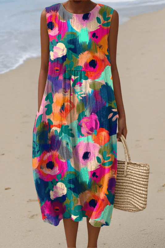 Floral Elegance – Sleeveless Dress