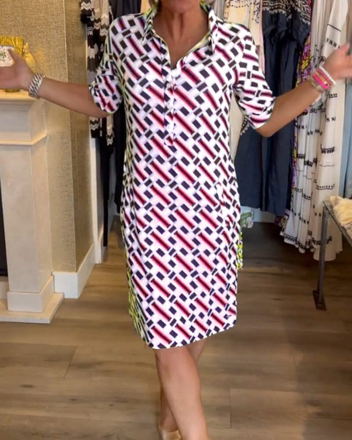 Collette | V Neck Geometric Printed Dress