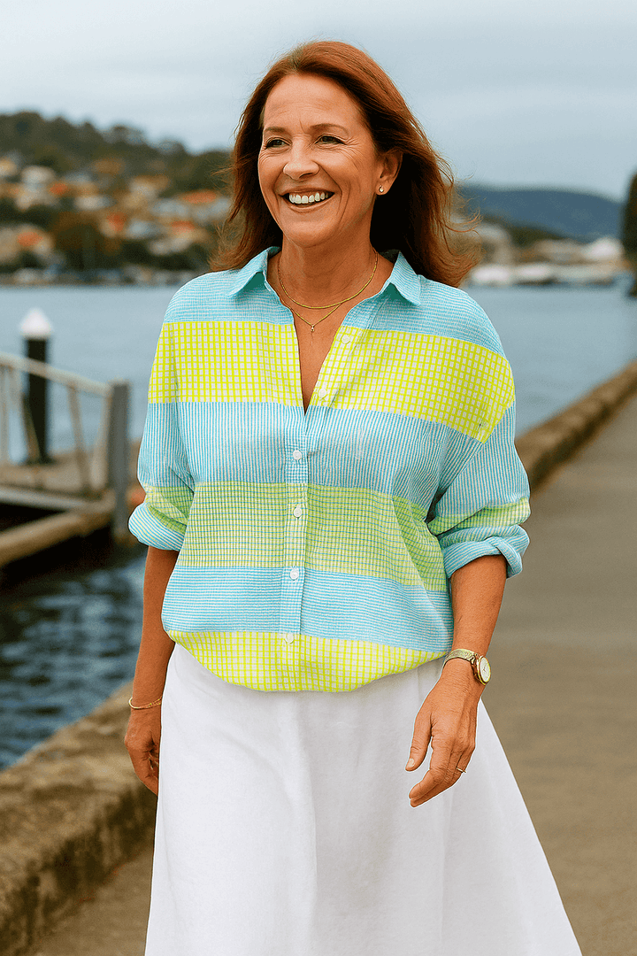 Filippa | Soft Pastel Checkered Blouse