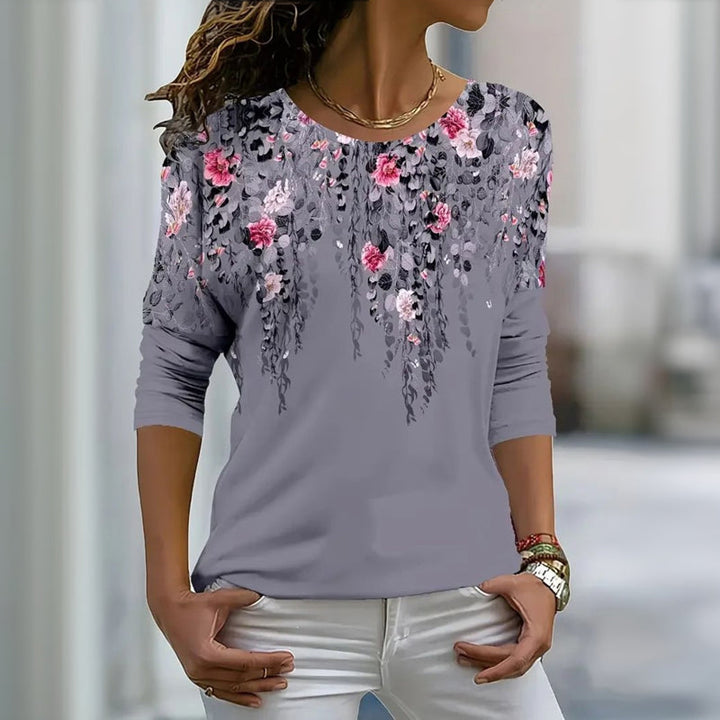 Vintage Floral Print Long Sleeve T-Shirt