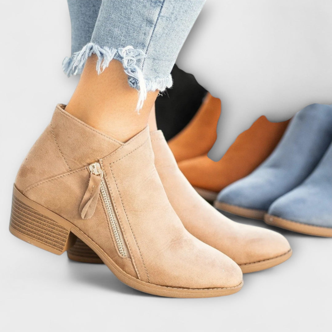 Larisa™ – Block Heel Suede Ankle Boots