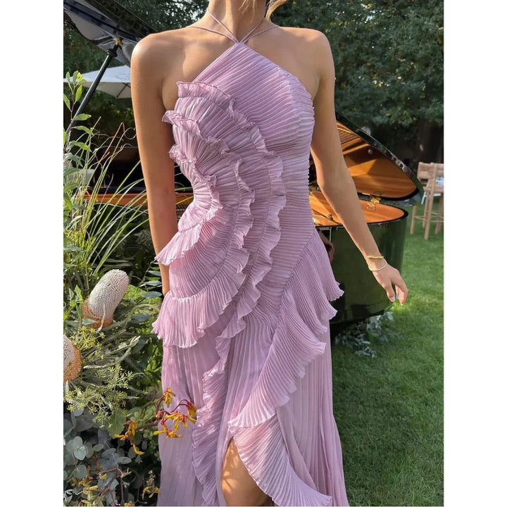 OLAYA - LONG DRESS WITH RUFFLES