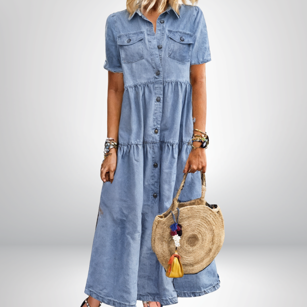 Jeanina® | Button-Down Soft Denim Dress