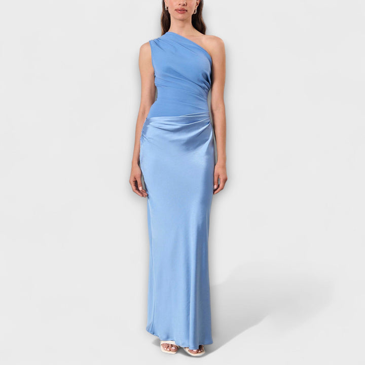 Viola | Elegant One-Shoulder Pleated Maxi Dress