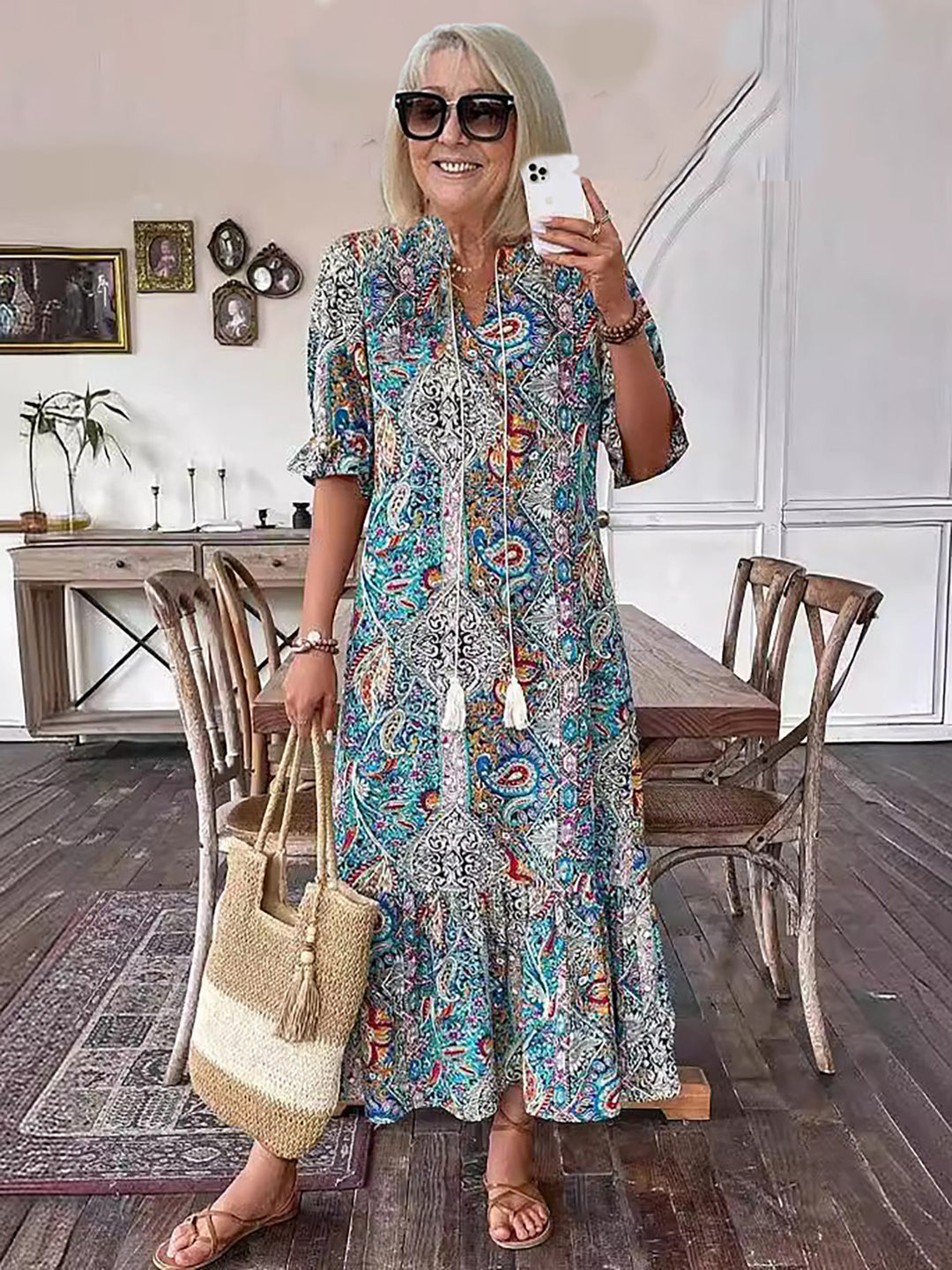 Farah | Vintage Print Tunic Dress