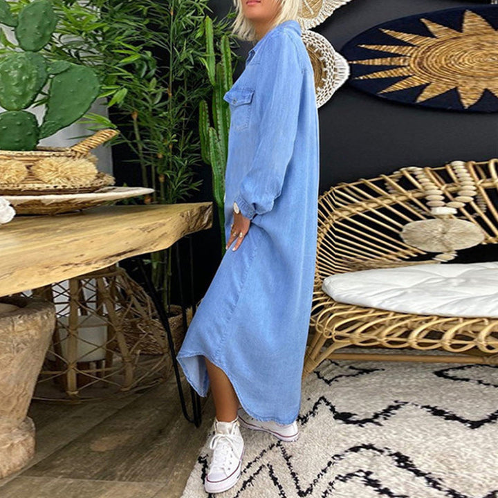 Jeanina™ Denim Long Sleeve Maxi Dress