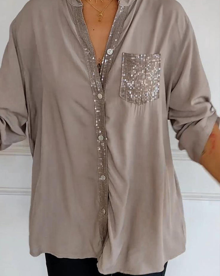 Stella | Casual Top Featuring Inserts and Sequin Accents