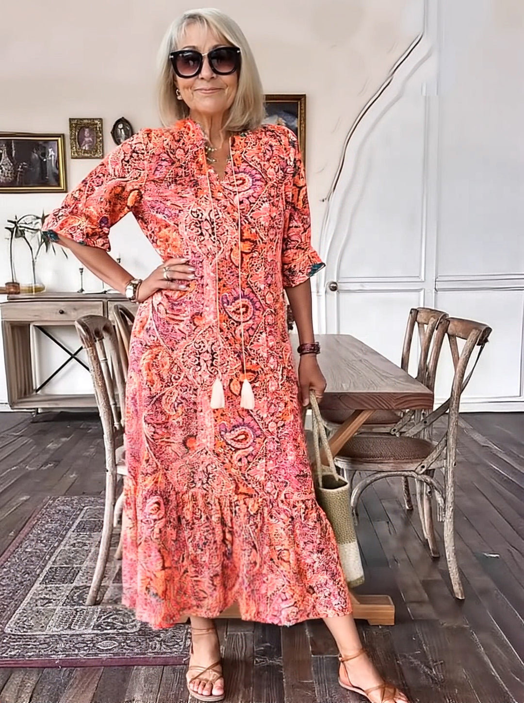 Farah | Vintage Print Tunic Dress