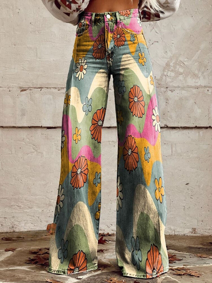 CATHY | Floral Daisy Relaxed Fit Pants