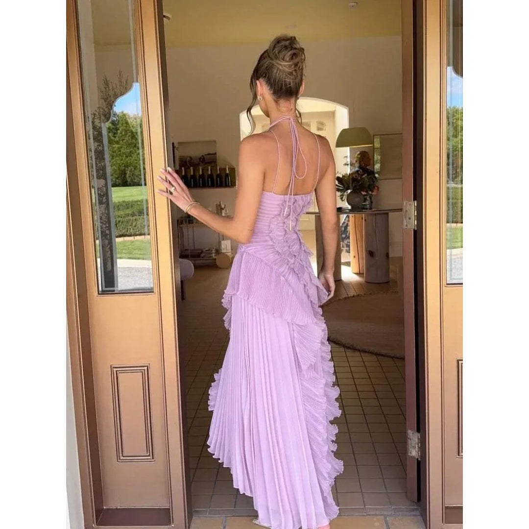 OLAYA - LONG DRESS WITH RUFFLES