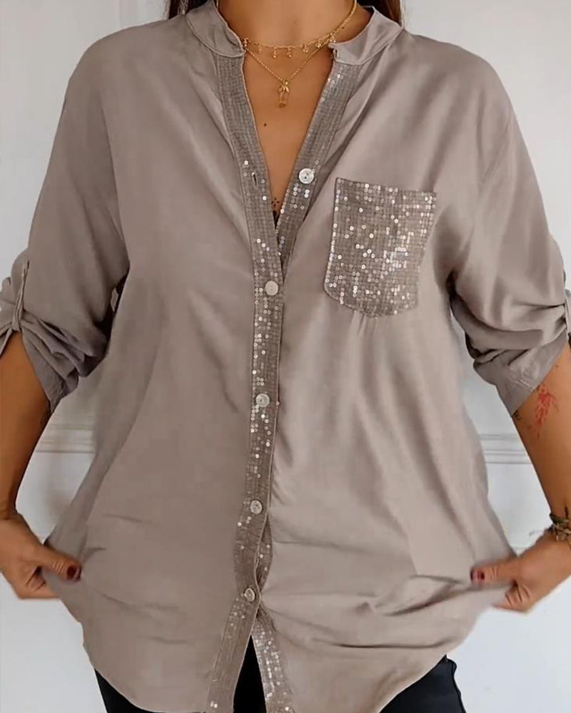 Stella | Casual Top Featuring Inserts and Sequin Accents