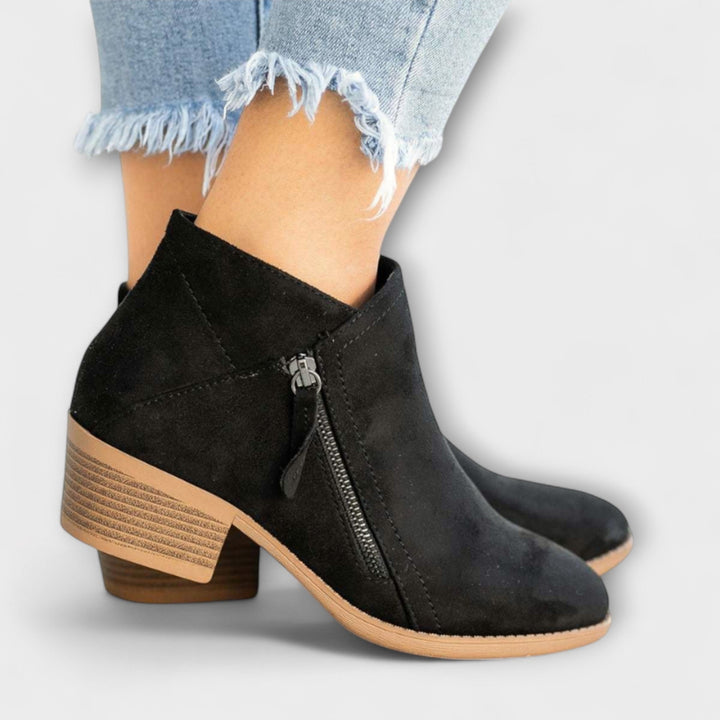 Larisa™ – Block Heel Suede Ankle Boots