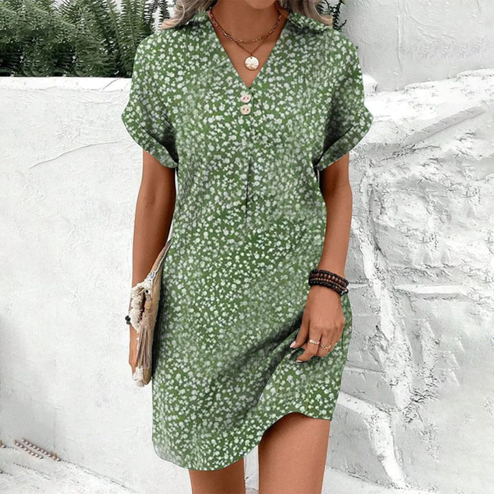 Fiadh | Irish Green Short Sleeve V-Neck Mini Dress
