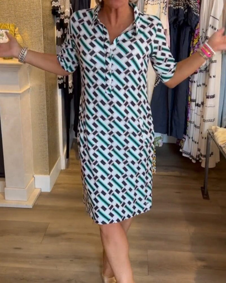 Collette | V Neck Geometric Printed Dress