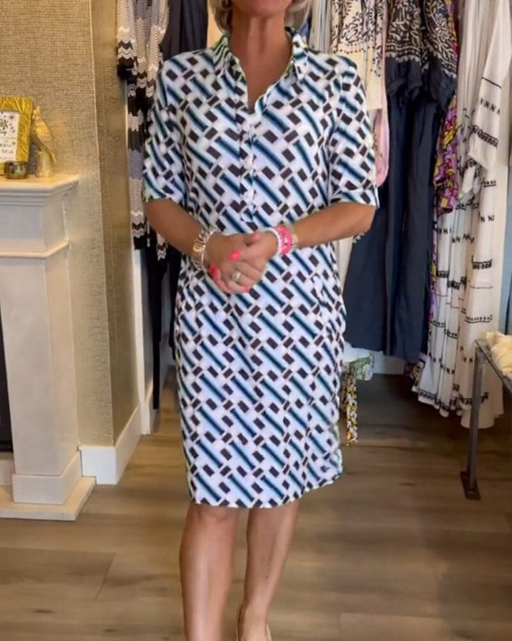 Collette | V Neck Geometric Printed Dress