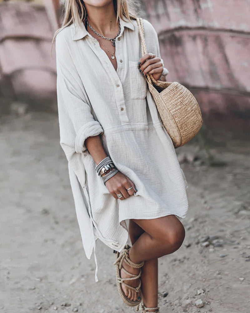 PETUNIA - STYLISH COTTON BLEND SHIRT DRESS