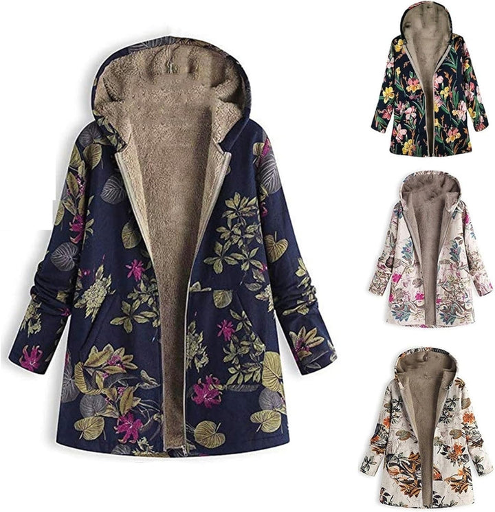 Chloris Floral Print Hooded Coat