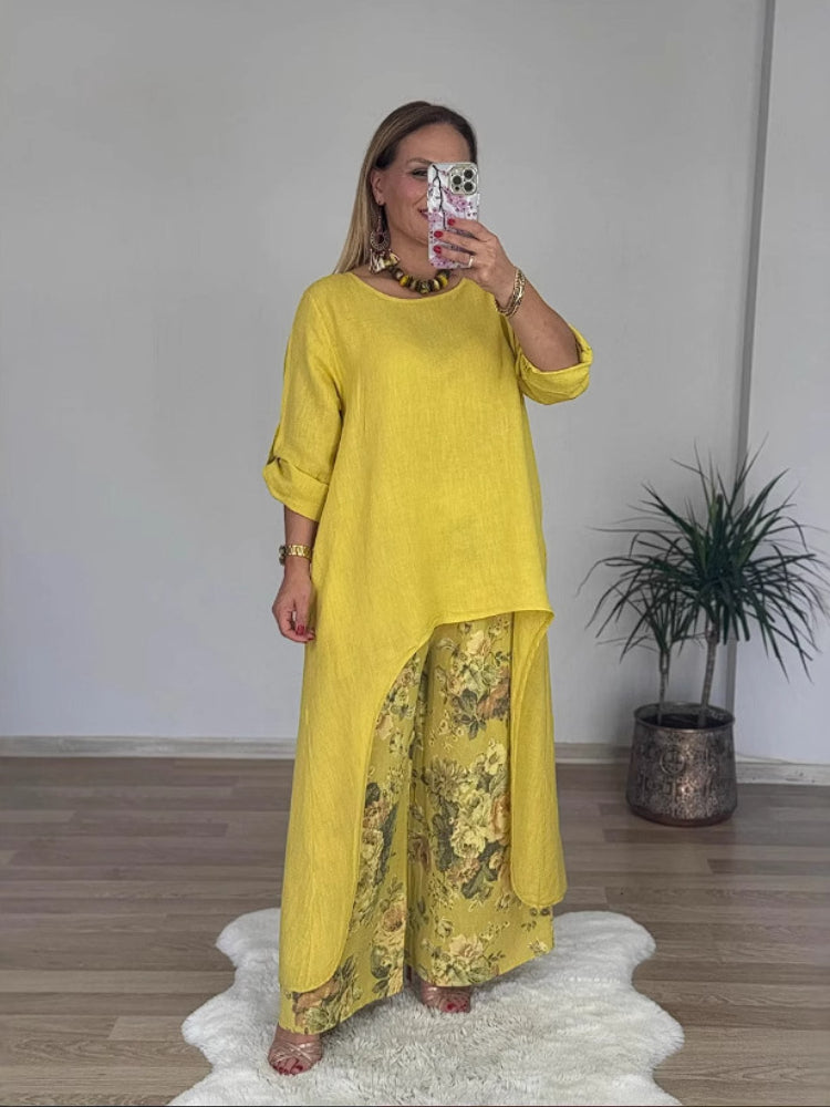 Evangelista™ | Long-sleeved Top And Printed Pants Set