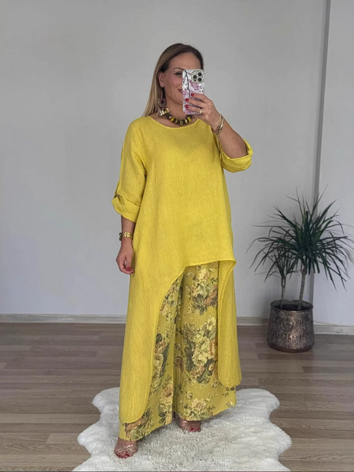 Evangelista™ | Long-sleeved Top And Printed Pants Set