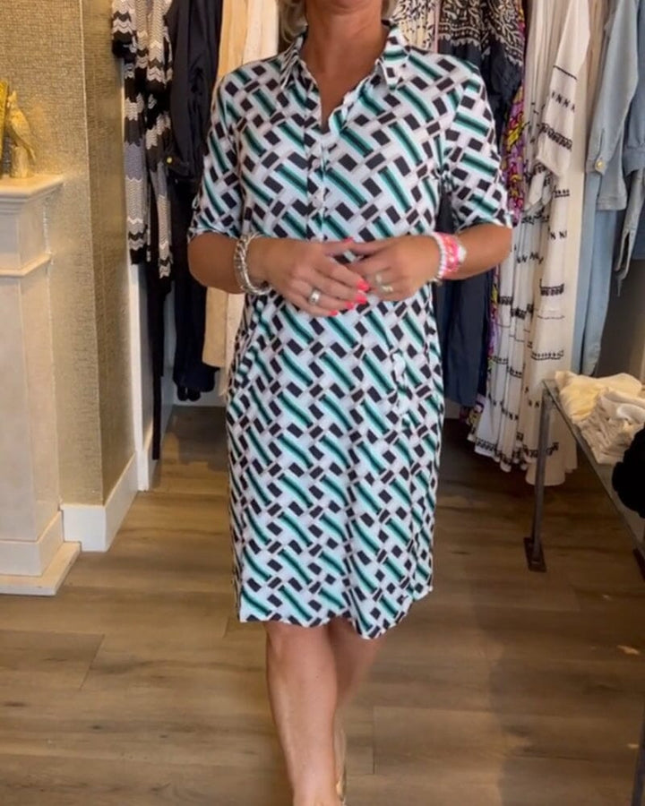 Collette | V Neck Geometric Printed Dress