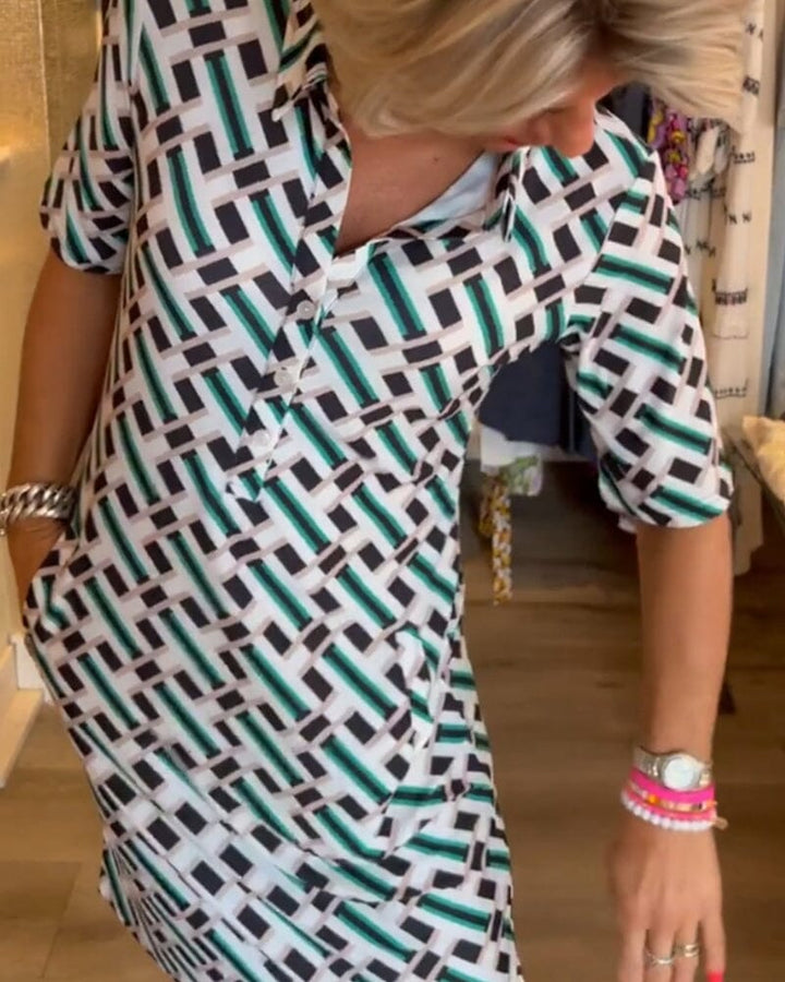 Collette | V Neck Geometric Printed Dress