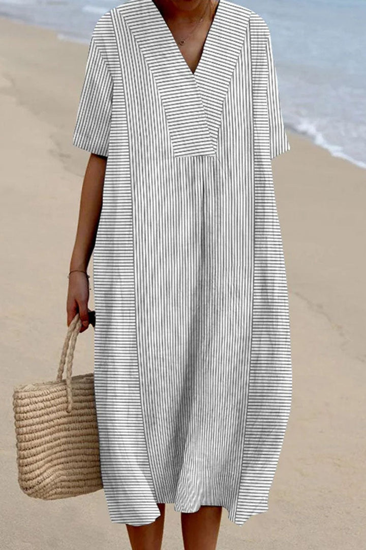 Flowy Dress with Women's Geometric Line Art Print