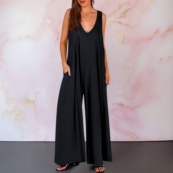 Cassie | Relaxed V-Neck Jumpsuit with Flared Legs