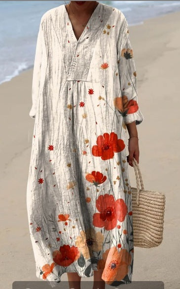 Scarlet Meadow - Full-Sleeve Geometric Print Dress