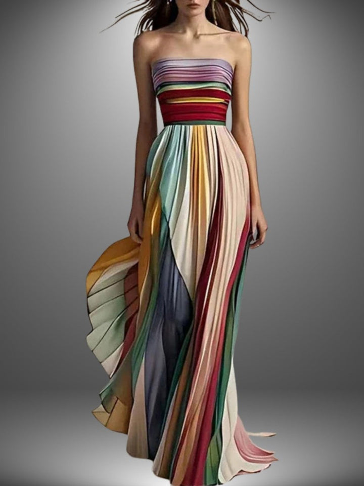Chloe - Vibrant Striped Tube Top Maxi Dress