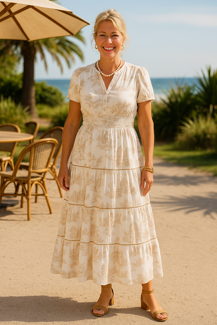 Marcelline | Effortlessly Elegant Toile Maxi – Flattering Comfort with Timeless Flow