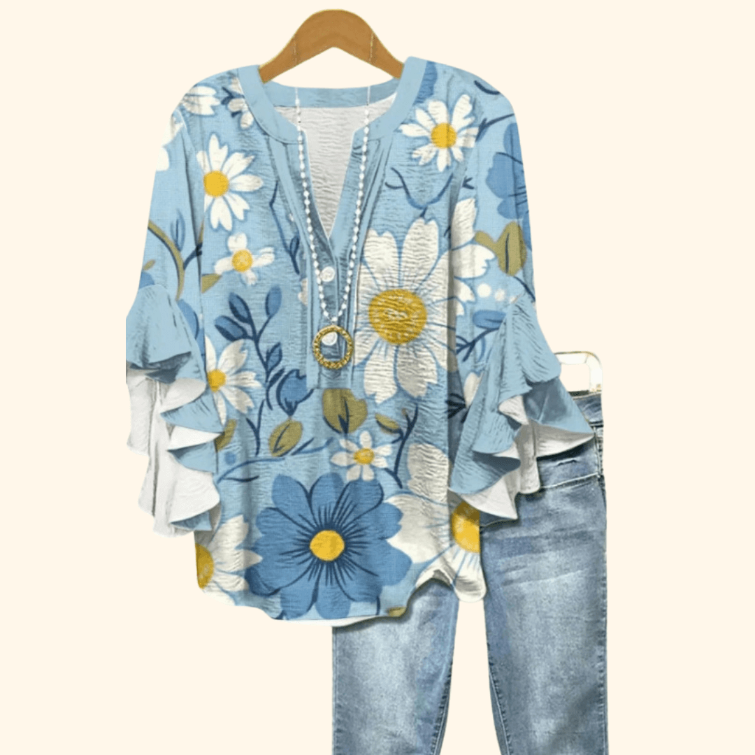 Daisy Sky - Vintage Floral Print Blouse