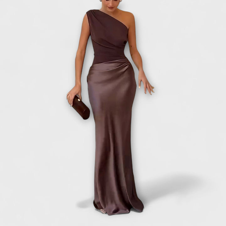 Viola | Elegant One-Shoulder Pleated Maxi Dress