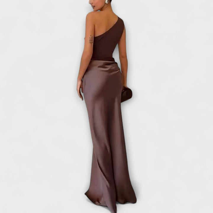 Viola | Elegant One-Shoulder Pleated Maxi Dress