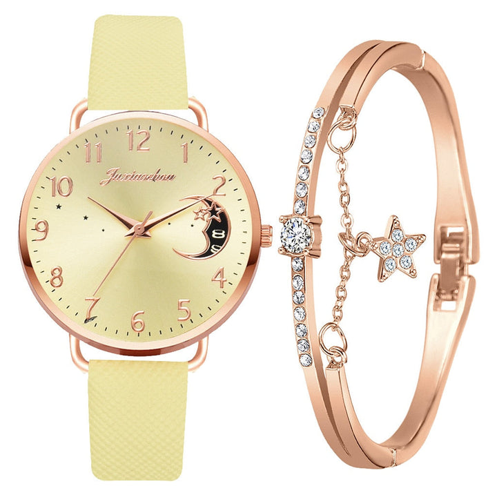 Celestial Moon Phase Watch and Bracelet Set