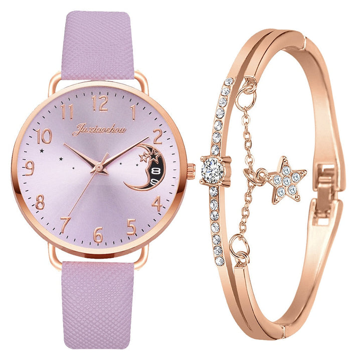 Celestial Moon Phase Watch and Bracelet Set