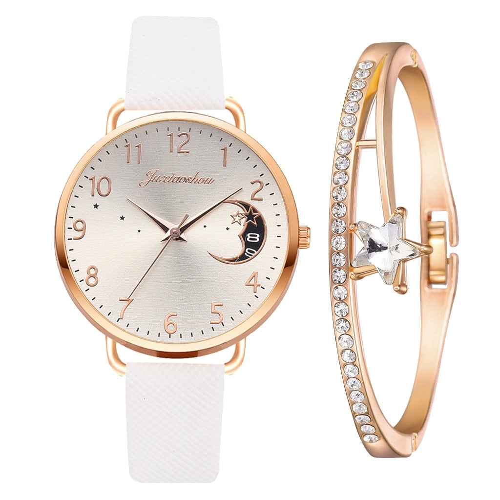 Celestial Moon Phase Watch and Bracelet Set