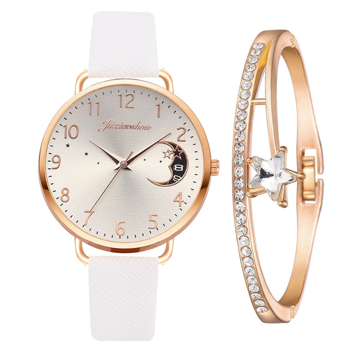 Celestial Moon Phase Watch and Bracelet Set
